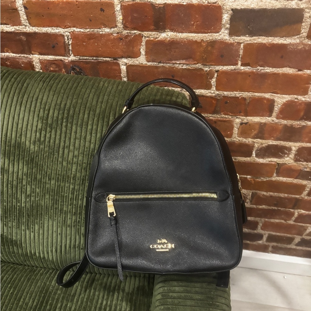 Coach Black Backpack with Gold Zipper